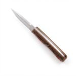 Hand Carved Red Green Hunting Knife with Dark Curved Steel Blade, Decorative Star Pattern Handle and Rustic Finish