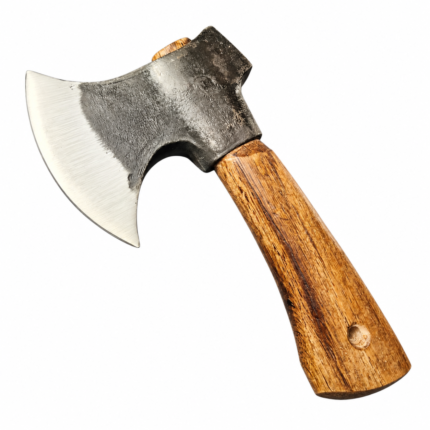 Rustic Viking Hatchet with Forged-Style Steel Head and Wooden Handle
