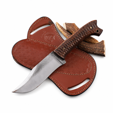 Textured Wood Handle Hunting Knife