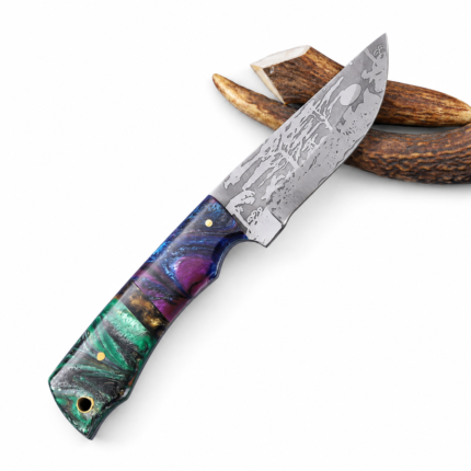 Multicolor Damascus Hunting Knife