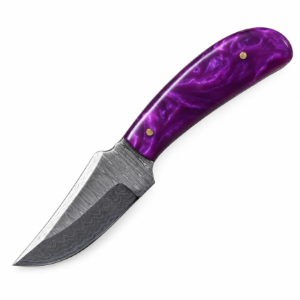 Purple Handle Damascus Hunting Knife