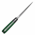 Green Handle Bowie Hunting Knife with Satin Finish Steel Blade, Green Black Handle, Gold-Tone Pins and Brown Leather Sheath