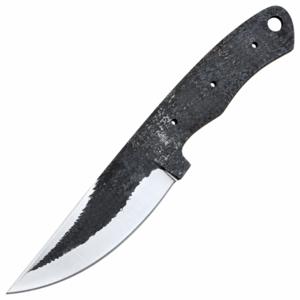 Blackened Full Tang Hunting Knife Blank with Polished Curved Blade