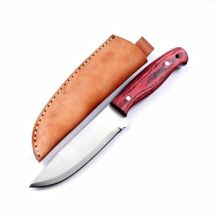 Red Wooden Handle Bushcraft Knife
