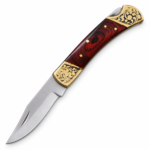 Engraved Brass Folding Pocket Knife