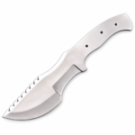 Full Tang Hunting Knife Blank with curved blade and notched spine