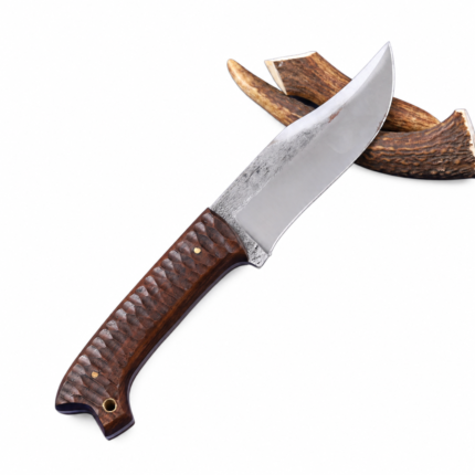 Textured Wood Handle Hunting Knife