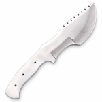 Unfinished hunting knife blade blank with three handle pin holes