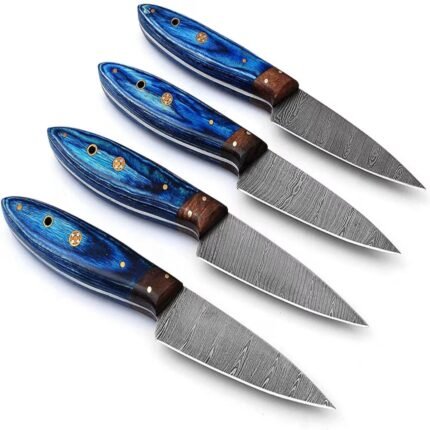 Blue Handle Damascus Steel Knife