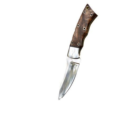 Premium Fixed Blade Hunting Knife with Brown Wooden Handle