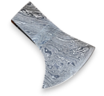 Damascus Pattern Axe Head Blank with silver-gray flowing wave markings, wide curved cutting edge and bearded-style lower blade