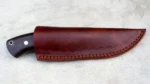 Fixed Blade Hunting Knife with Wooden Handle and Brown Leather Sheath